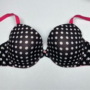 Frederick's BLK/WHT DOTS Lightly Lined, 40D. *P1075